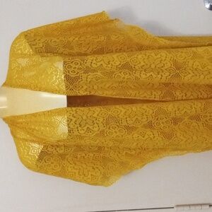 Beautiful Yellow Lace Kimono with Fringe
